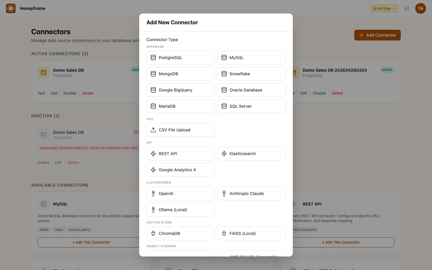 Connector type picker